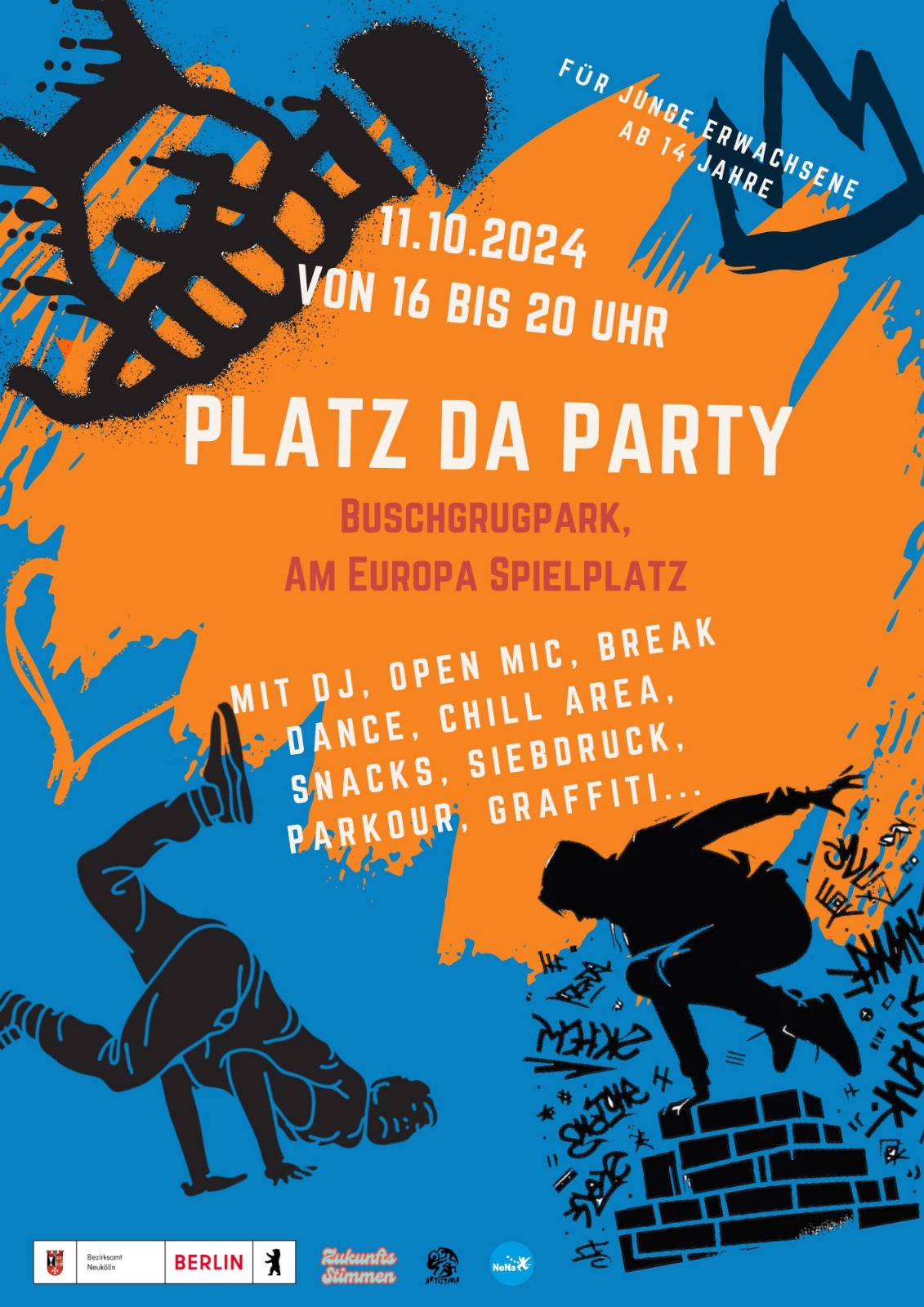 You are currently viewing  PLATZ DA Party – Mit Open Mic, Breakdance, Graffiti, Parkour