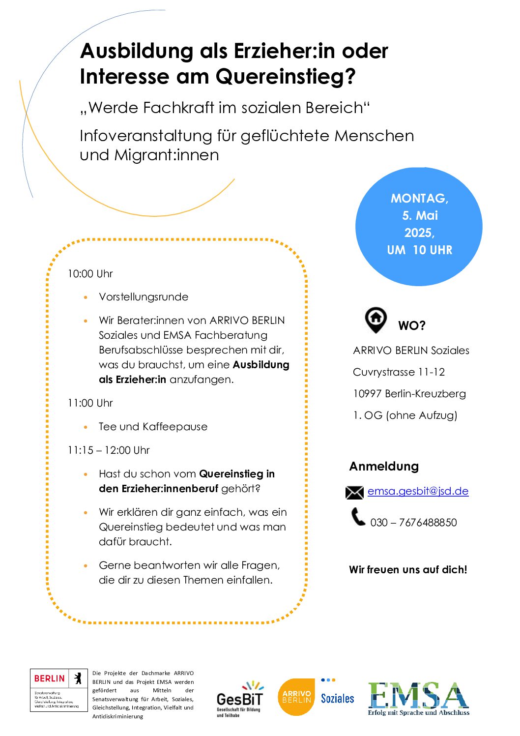 You are currently viewing  ARRIVO: „Werde Fachkraft im sozialen Bereich“ Infoveranstaltung für Geflüchtete und Migrant:innen