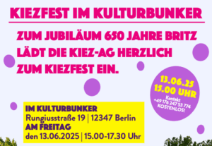 Read more about the article Happy Birthday Britz! Kommt zum Jubiläums-Kiezfest im Kulturbunker