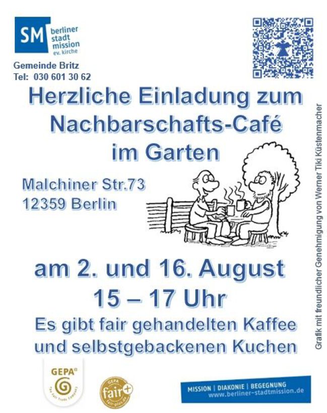 You are currently viewing  Nachbarschaftscafé im Garten der Stadtmission Britz
